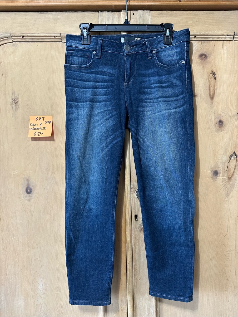 Kut from the Kloth Blue Skinny Jeans with Faded Whiskering